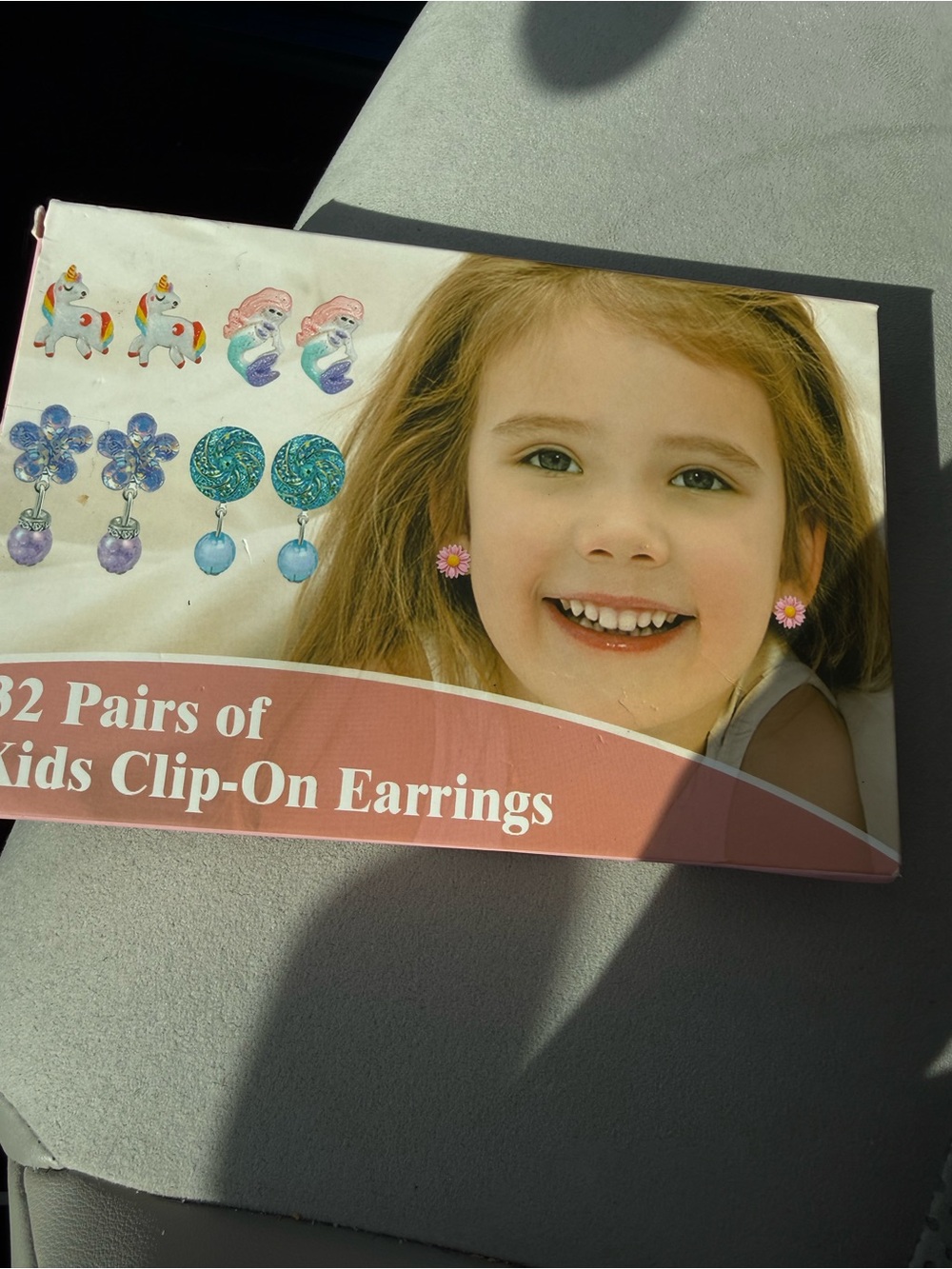 Kids Clip-On Earrings Set — Pink Flower Design